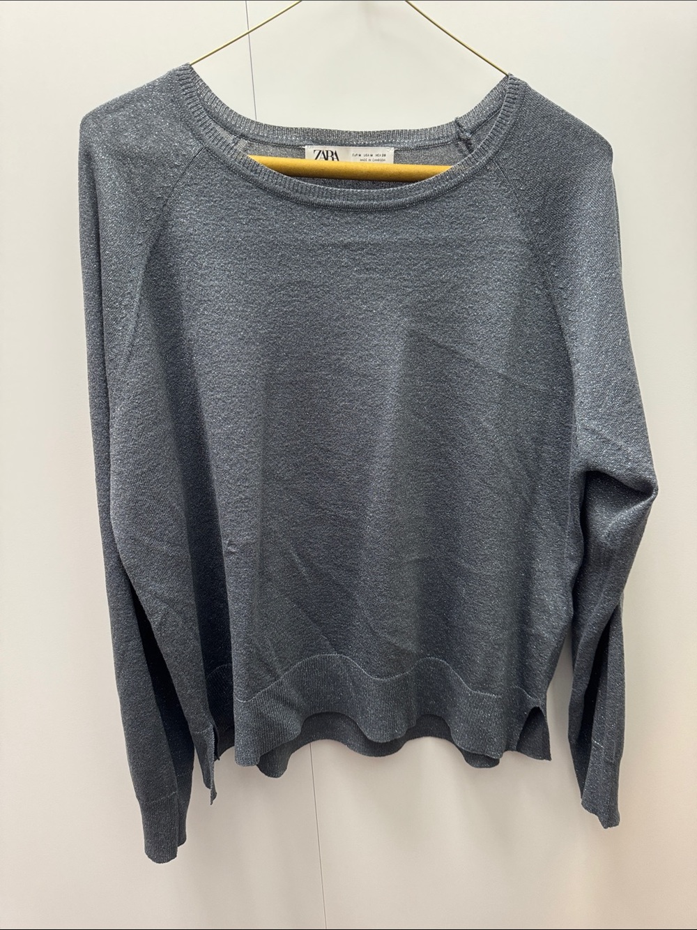 ZARA Glittery Gray Crewneck Sweater
